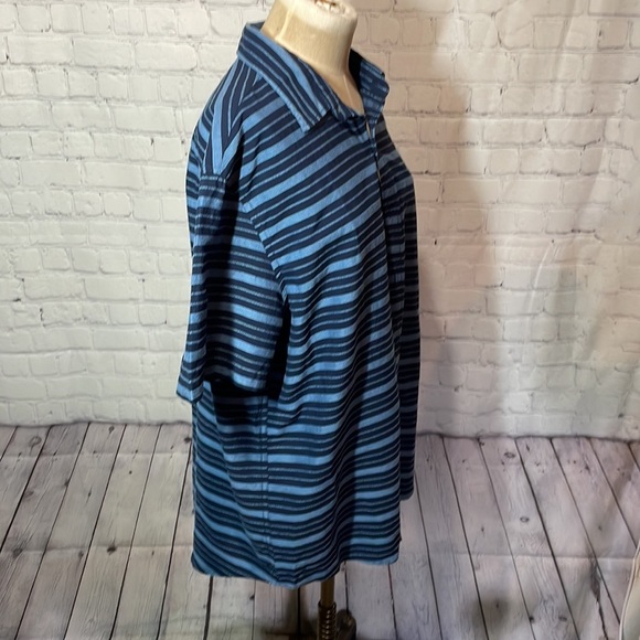 Old Navy Relaxed-Fit Textured-Stripe Short-Sleeve Shirt blue - Picture 5 of 7